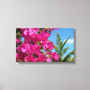 Bougainvillea and Palm Tree Tropical Nature Scene Canvas Print