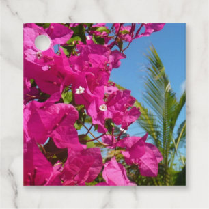 Bougainvillea and Palm Tree Tropical Nature Scene Favour Tags