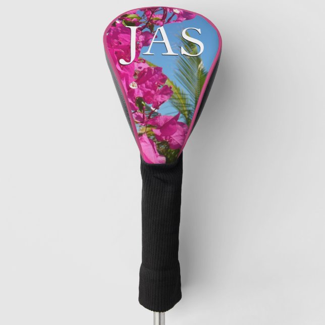 Bougainvillea and Palm Tree Tropical Nature Scene Golf Head Cover (Front)