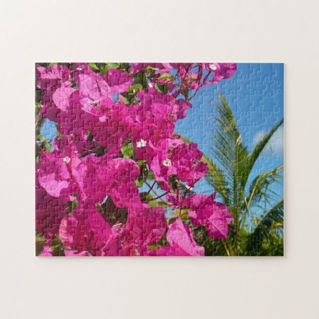 Bougainvillea and Palm Tree Tropical Nature Scene Jigsaw Puzzle (Horizontal)
