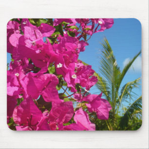 Bougainvillea and Palm Tree Tropical Nature Scene Mouse Mat