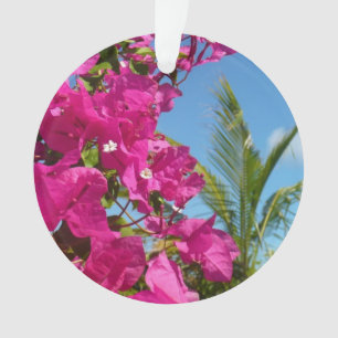 Bougainvillea and Palm Tree Tropical Nature Scene Ornament