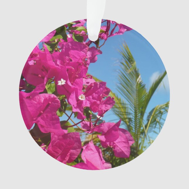 Bougainvillea and Palm Tree Tropical Nature Scene Ornament (Front)