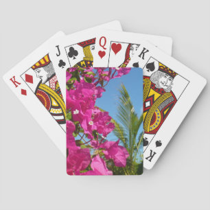 Bougainvillea and Palm Tree Tropical Nature Scene Playing Cards