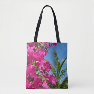Bougainvillea and Palm Tree Tropical Nature Scene Tote Bag
