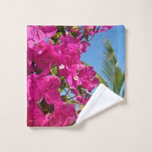 Bougainvillea and Palm Tree Tropical Nature Scene Wash Cloth