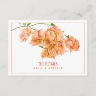 Bougainvillea apricot orange wedding details QR Enclosure Card