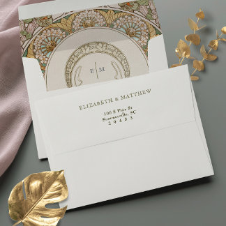 Bougainvillea Art Nouveau Vintage Mucha Envelope