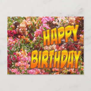 Bougainvillea Birthday Postcard Orange