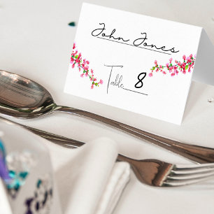 Bougainvillea Boho Mexican Wedding Place Card 
