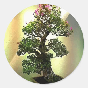 Bougainvillea Bonsai Tree Classic Round Sticker