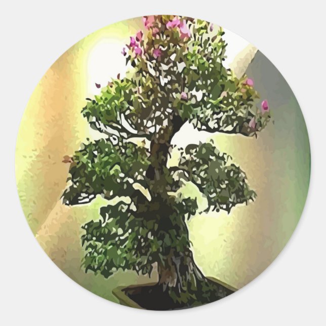 Bougainvillea Bonsai Tree Classic Round Sticker (Front)