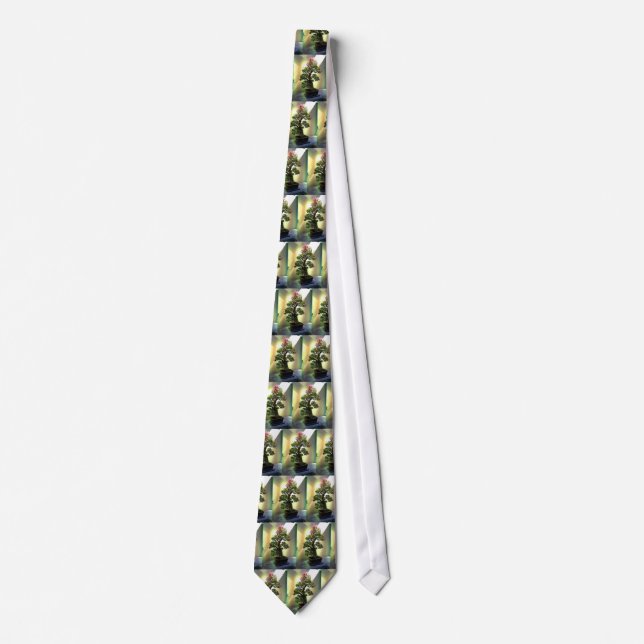 Bougainvillea Bonsai Tree Tie (Front)