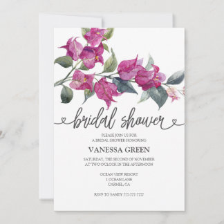 Bougainvillea Bridal Shower Invitation 2 QR Codes