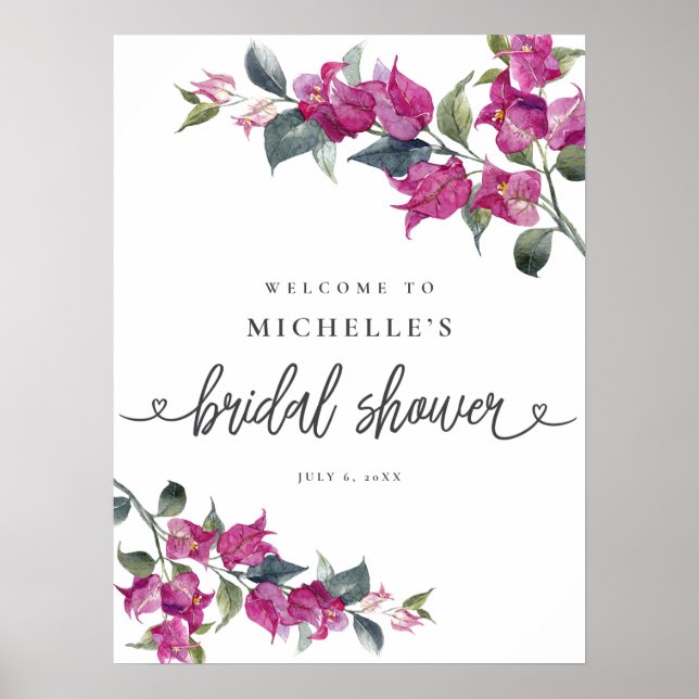 Bougainvillea Bridal Shower Welcome Sign (Front)