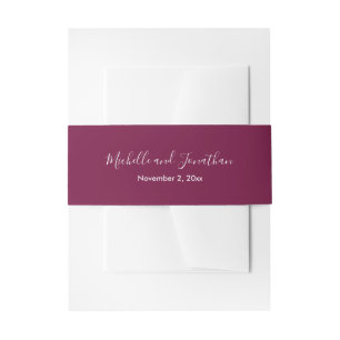 Bougainvillea Burgundy Wedding Invitation Belly B Invitation Belly Band