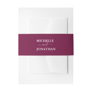 Bougainvillea Burgundy Wedding  Invitation Belly B Invitation Belly Band