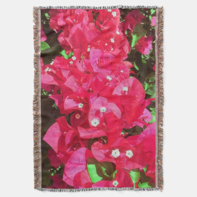 Bougainvillea Cascade Throw Blanket (Front Vertical)