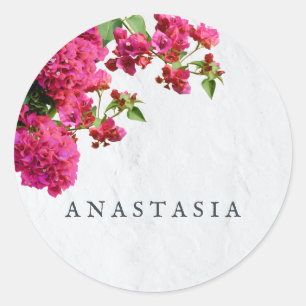 Bougainvillea Floral Mediterranean Greek Island   Classic Round Sticker