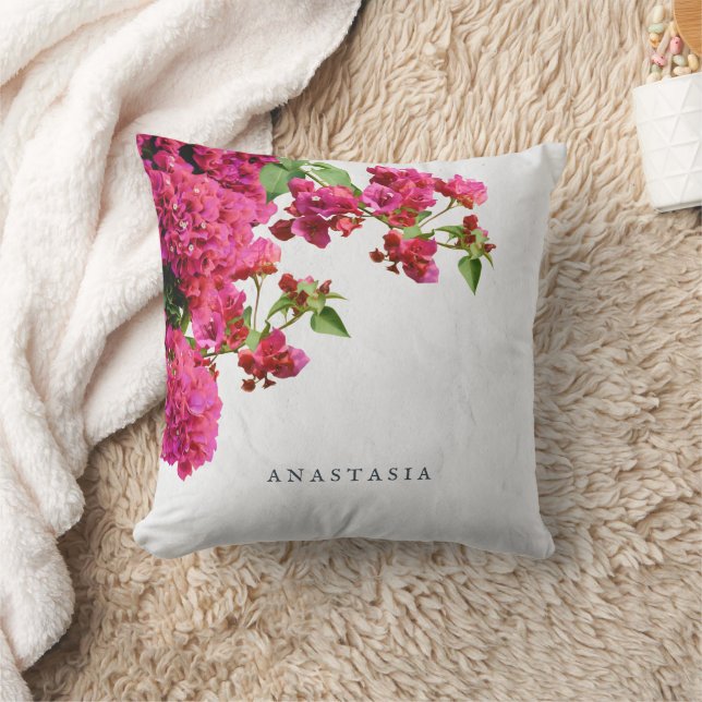 Bougainvillea Floral Mediterranean Greek Island  Cushion (Blanket)