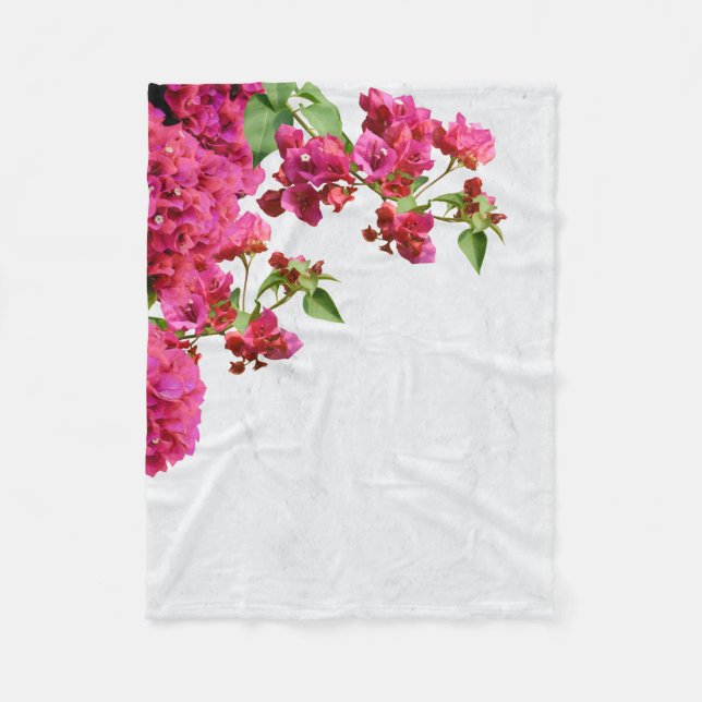 Bougainvillea Floral Mediterranean Greek Island Fleece Blanket (Front)