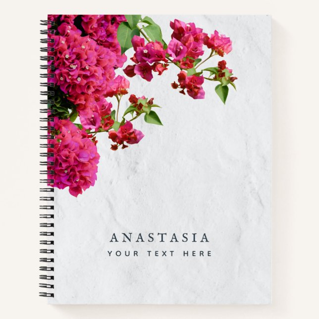Bougainvillea Floral Mediterranean Greek Island Notebook (Front)