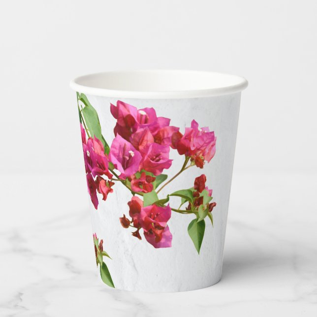 Bougainvillea Floral Mediterranean Greek Island  Paper Cups (Back)