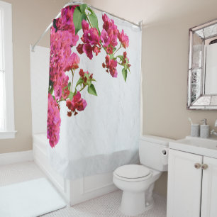 Bougainvillea Floral Mediterranean Greek Island  Shower Curtain