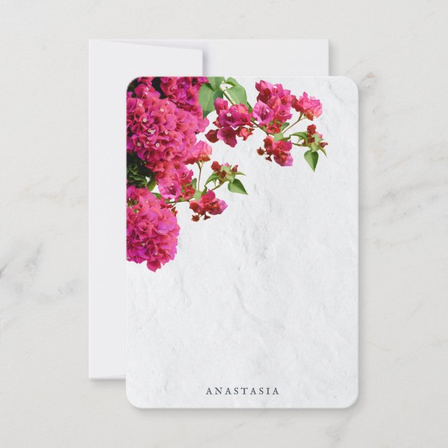 Bougainvillea Floral Mediterranean Greek Island  Thank You Card (Front)