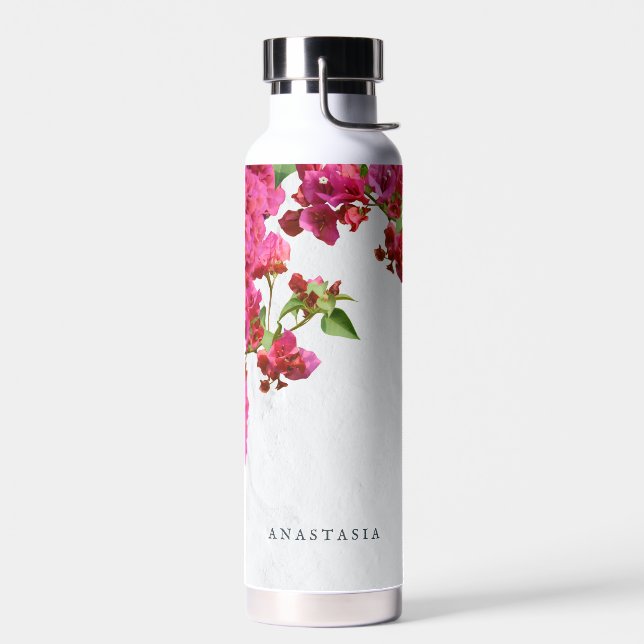 Bougainvillea Floral Mediterranean Greek Island  Water Bottle (Left)