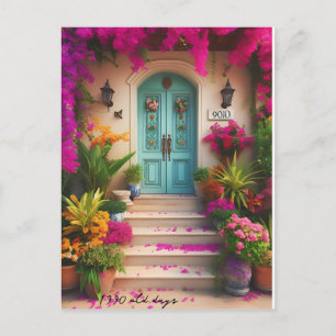 bougainvillea flower 1990 old days postcard