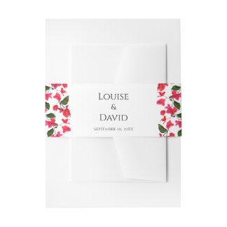 Bougainvillea Flower Wedding Invitation Belly Band