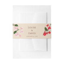 Bougainvillea Flower Wedding Invitation Belly Band