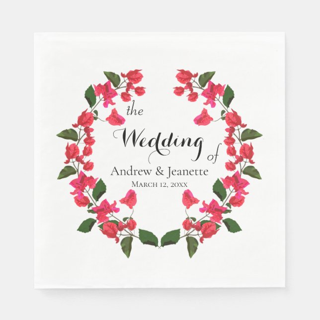 Bougainvillea Flower Wedding Napkins  (Front)