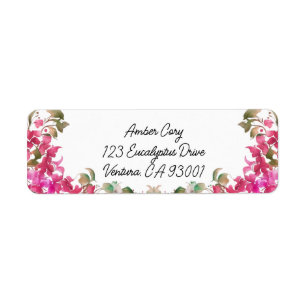 Bougainvillea Flowers Watercolor Magenta Label