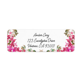 Bougainvillea Flowers Watercolor Magenta Label