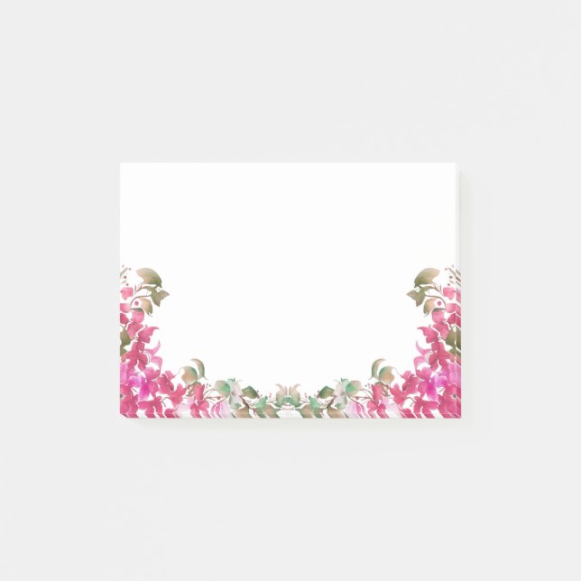 Bougainvillea Flowers Watercolor Magenta Post-it Notes (Front)