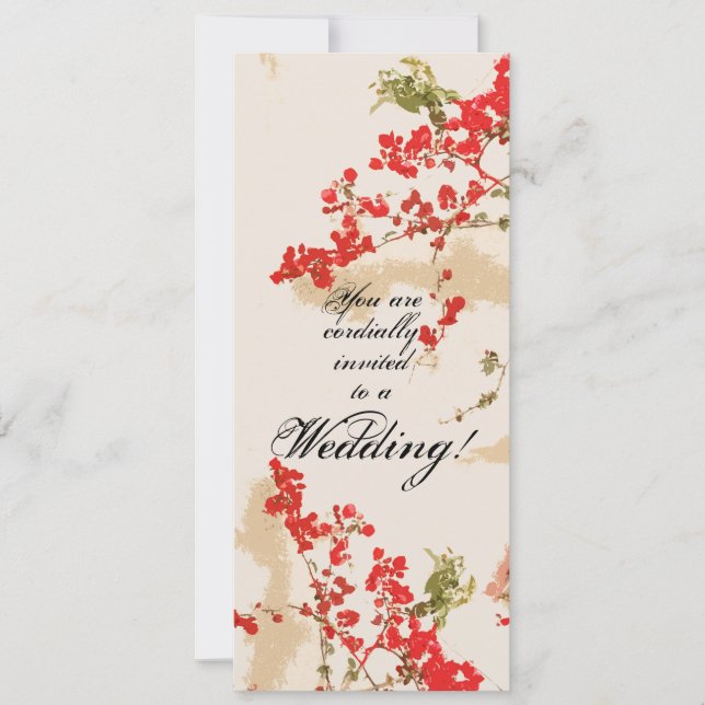 Bougainvillea Flowers Wedding Invitation (Front)