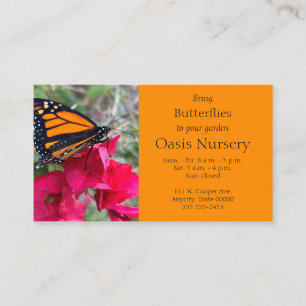 Bougainvillea flowers with monarch butterfly business card