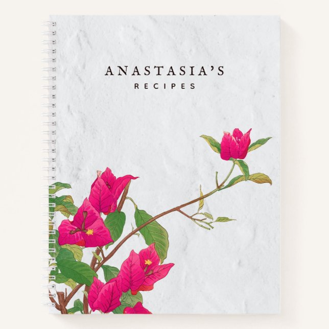 Bougainvillea Greek Island Recipe Cookbook Notebook (Front)