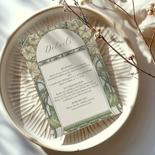 Bougainvillea Green Art Nouveau Mucha Wedding Enclosure Card