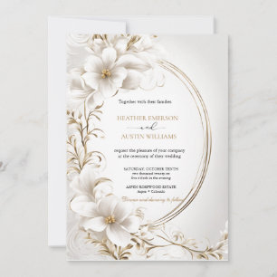 Bougainvillea Green Gold Wedding Art Nouveau Mucha Invitation