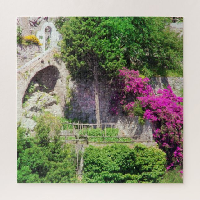 Bougainvillea Growing On Cliff In Positano, Italy Jigsaw Puzzle (Vertical)