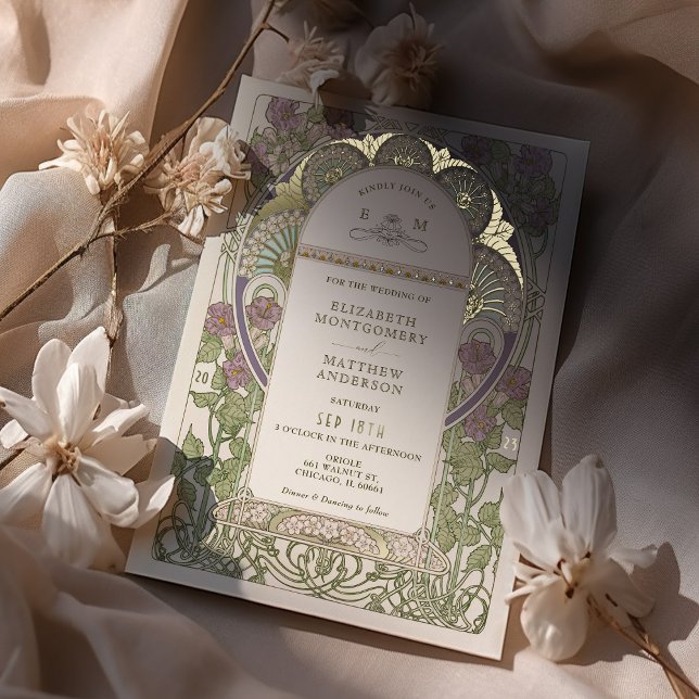 Bougainvillea Lilac Gold Wedding Art Nouveau Mucha (Creator Uploaded)