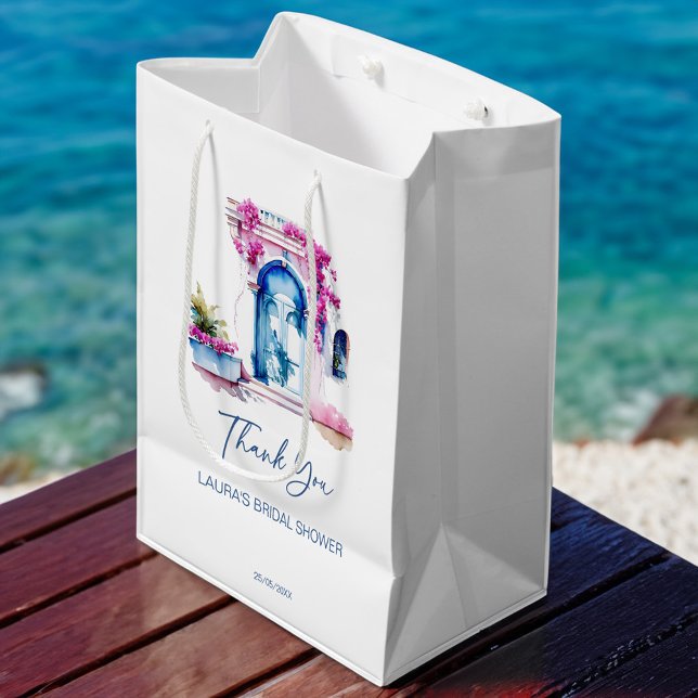 Bougainvillea Mediterranean bridal shower favour Medium Gift Bag (Bougainvillea Mediterranean bridal shower favors personalized Gift Bag bridal party favors)
