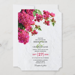 Bougainvillea Mediterranean Greek Island Wedding Invitation