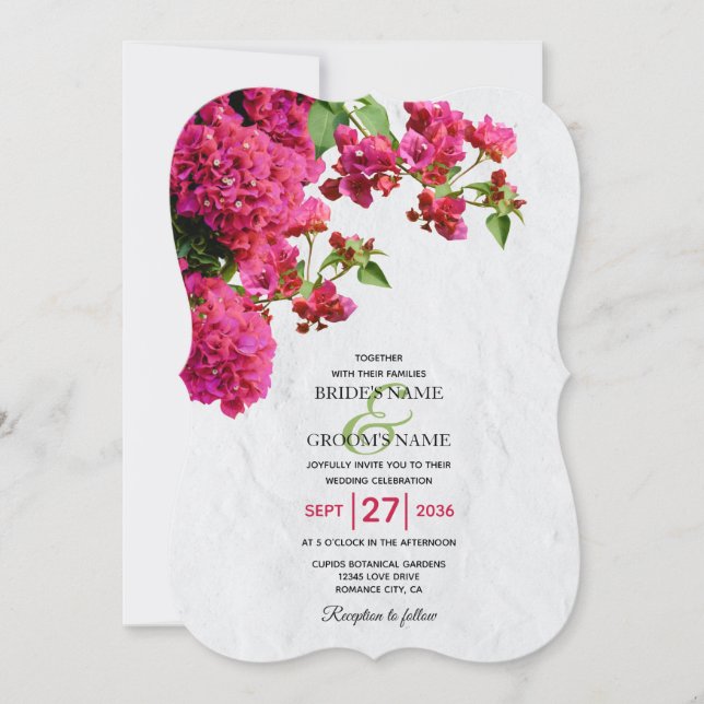 Bougainvillea Mediterranean Greek Island Wedding  Invitation (Front)