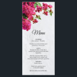 Bougainvillea Mediterranean Greek Island Wedding   Menu<br><div class="desc">A beautiful design with rustic floral Bougainvillea and leaves on a Mediterranean style Greek Island white wash wall. An elegant wedding Bougainvillea flower menu card design perfect for Greek Island and Mediterranean style weddings. Matching wedding invitations and other stationery items are also available.</div>