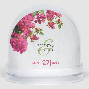 Bougainvillea Mediterranean Greek Island Wedding Snowglobe