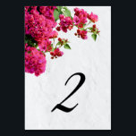 Bougainvillea Mediterranean Greek Island Wedding  Table Number<br><div class="desc">A beautiful design with rustic floral Bougainvillea and leaves on a Mediterranean style Greek Island white wash wall. An elegant wedding Bougainvillea flower table number card design perfect for Greek Island and Mediterranean style weddings. Matching wedding invitations and other stationery items are also available. Customise the number and purchase each...</div>